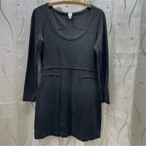Tristan Knit Mini Dress Womens Medium Charcoal Grey Excellent Scoop Neck Seamed